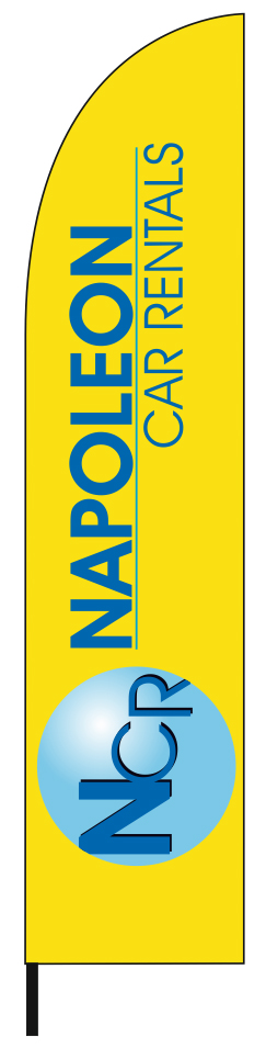 Διαφημιστική σημαία φτερό 60x260cm για την επιχείρηση NAPOLEON RENT A CAR