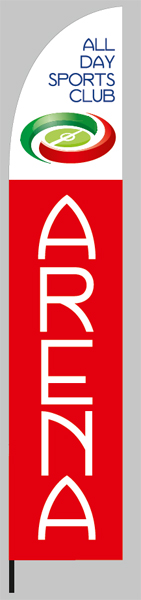 Διαφημιστικές σημαίες φτερό 70x340cm για την επιχείρηση ARENA SPORTS CLUB