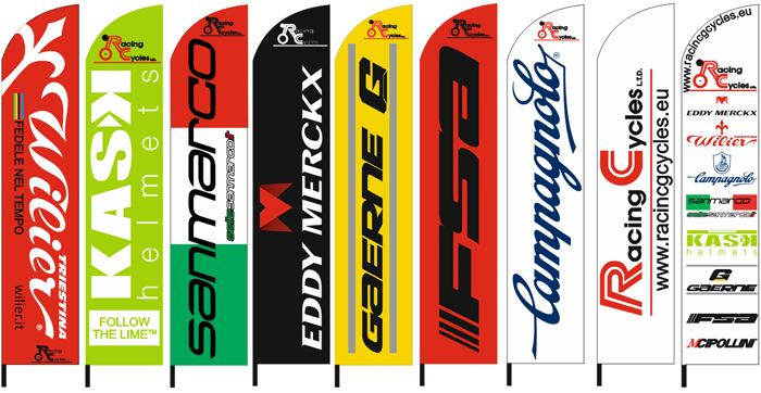 Διαφημιστικές σημαίες "φτερό" 70x340cm για την εταιρεία RACING CYCLES (set1) 